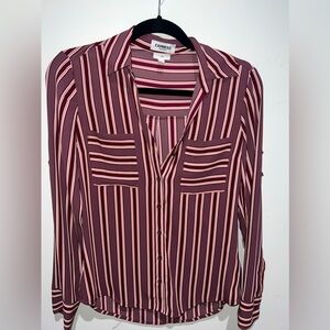 Express button up blouse. Size XS slim fit. Pink, blush, rose striped.